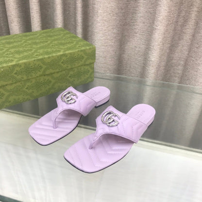 GG  marmont logo - embellished mattelasse leather sandal in purple