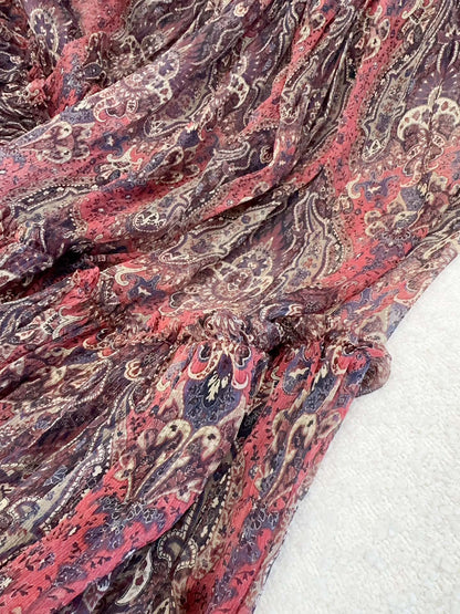 YSL 2025 Printed Skirt Red Silk