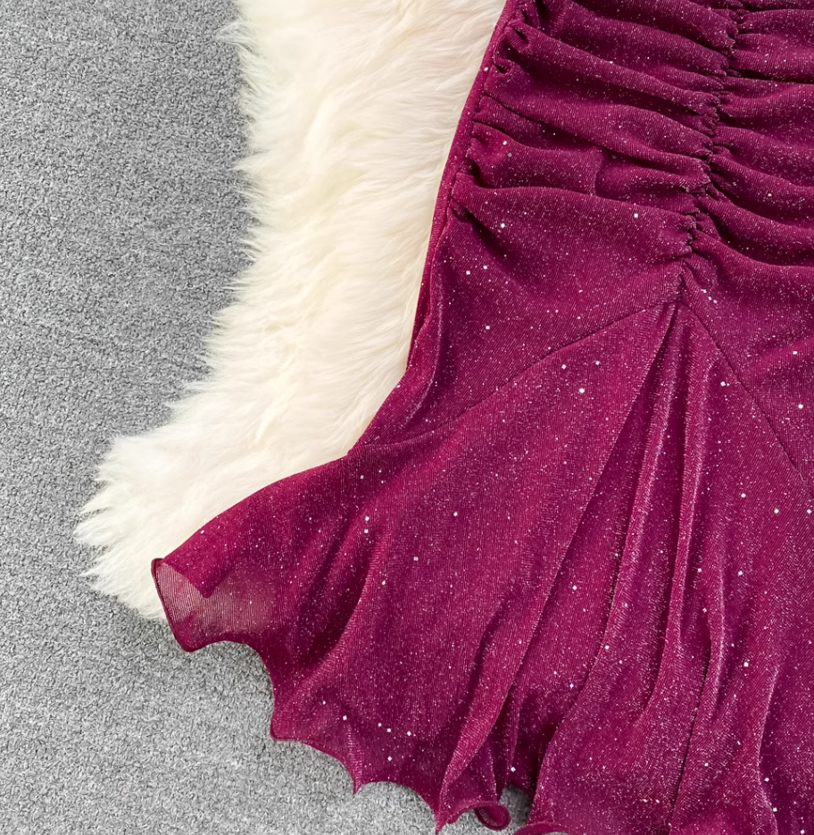 Evening dress high-end atmospheric slim long dress sequined halter neck backpack hip fishtail dress R0399