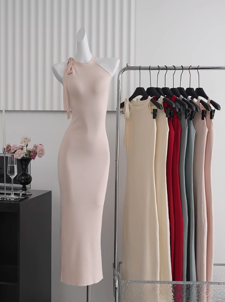 Pure and elegant dress with shoulder-cut design to show your slim figure and versatile long dress R0264
