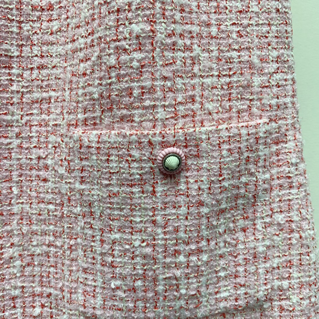 CC 25 Flower Woven Dress Tweed Pink Polyester Cotton 257307