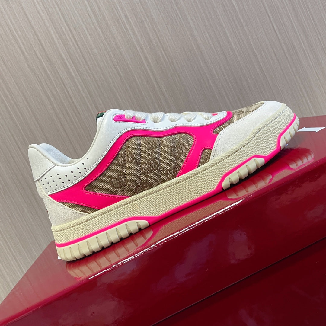 GG Retro Sneakers for Couples White Shocking Pink