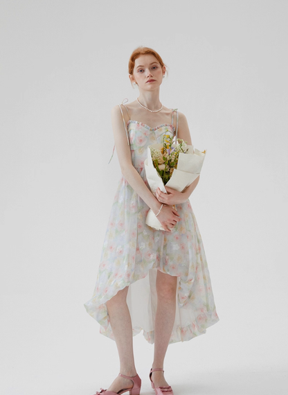 French tea break flower dress holiday floral dress suspender bud dress female summer new style R3488