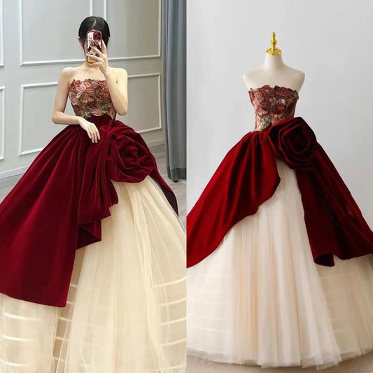 Strapless Birthday Party Dress Luxury Prom Dress princess Ball Gown Dress unique Quinceanera Dress custom Made