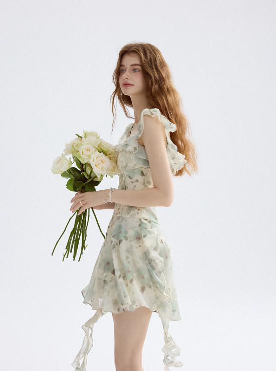 French dress floral suspender skirt design short skirt small skirt women summer R3448