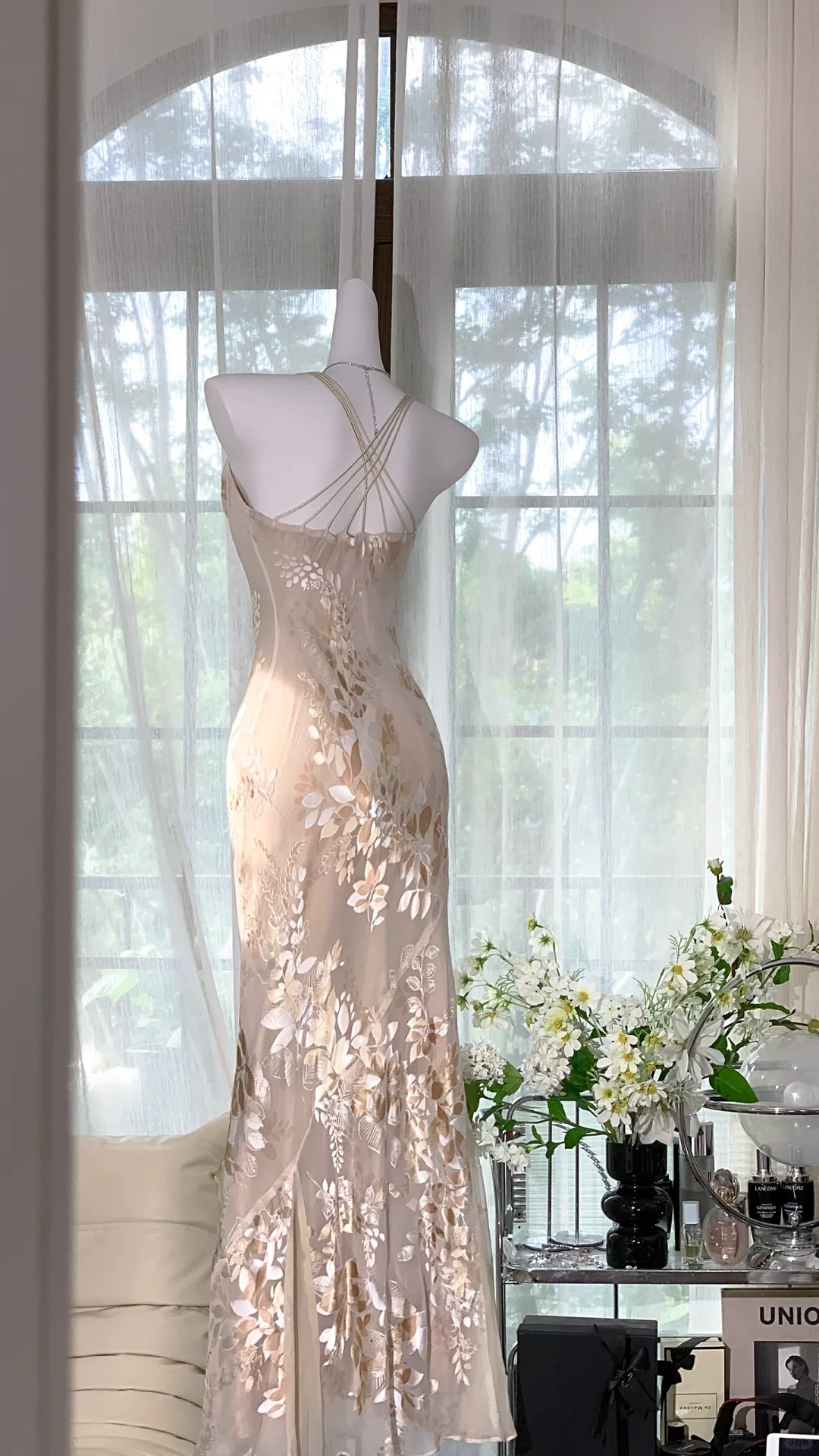 Elegant Mermaid Long Chiffon Spaghetti Strap Luxury Evening Dress Prom Dresses D1498