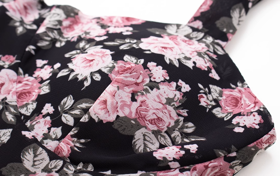 Tea break French floral suspender dress 2025 new sweet and spicy style waist slim chiffon short skirt R0116
