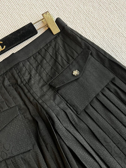 CHANEL PLEATED WIDE-LEG TROUSERS STYLE 30