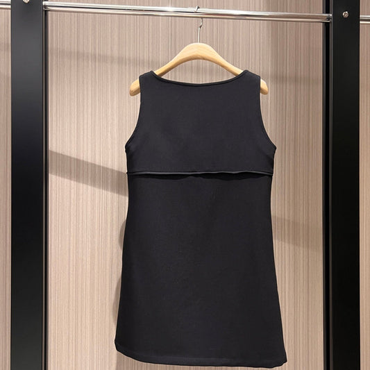 Gucci Vest Dress With Lace-up Bowknot Black Polyester Fiber