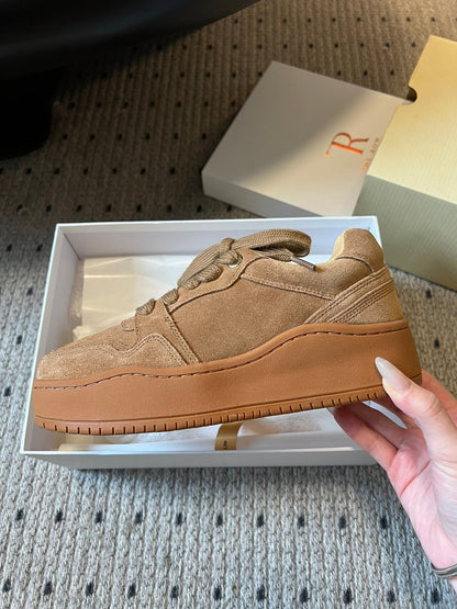 The Row 2025 Smiley Face Sneaker Tan Suede 561651
