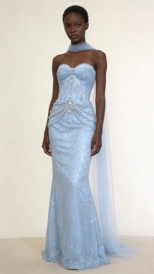 Shiny Prom Dress Sweetheart Pleated Tulle Mermaid Prom Gown Evening Dress Party Dress  D2680