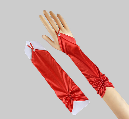 Summer hook finger nail beaded satin bridal gloves prom gloves wedding party banquet elegant     S6276
