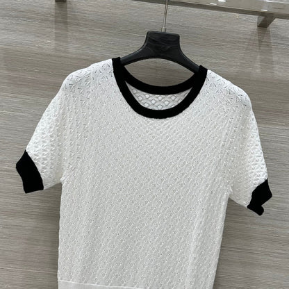 Gucci 25 Knitted Round Neck Short-sleeved Dress White Viscose
