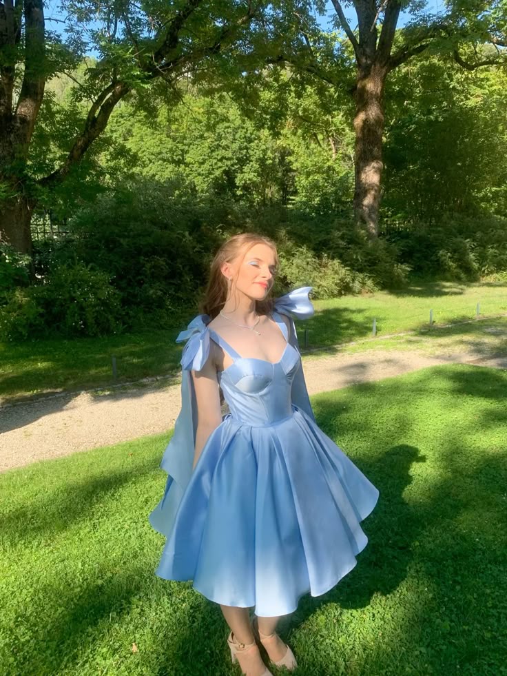 Light blue halter tube top waist princess tutu homecoming dress R3065
