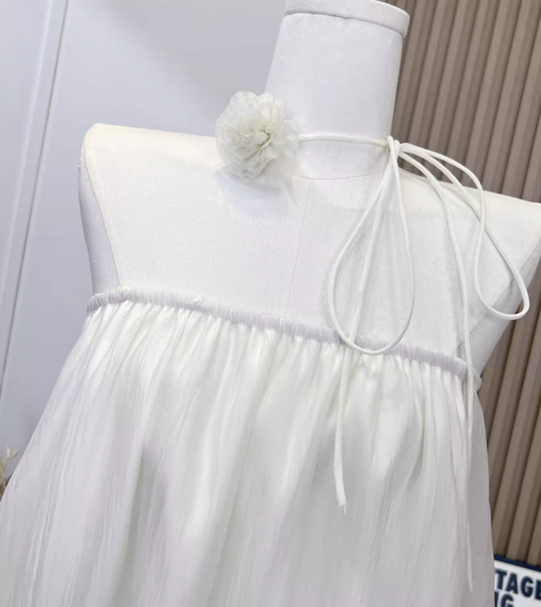 2025 Spring new shoulder pure flower bud skirt high-quality texture cover meat slimming dress R0292