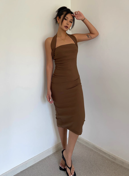 Pure desire French style beautiful halter neck dress female royal sister style temperament sling hip skirt R3043