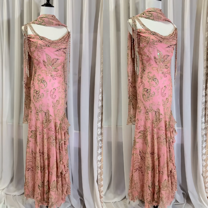 E??? Fairytale Pink Spaghetti Straps Mermaid Prom Gown Vintage Elegant Beaded Silk Long Prom Dress Guest Dresses