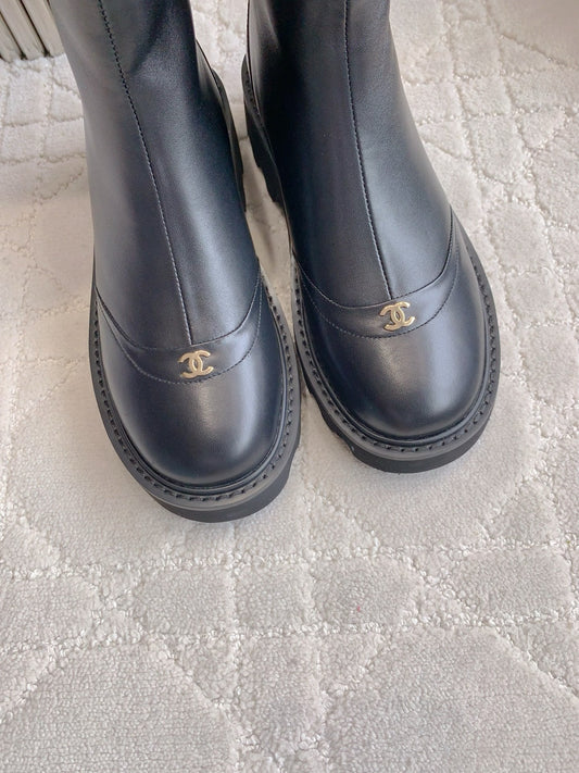 CC New Platform Ankle Boots Black Sheepskin