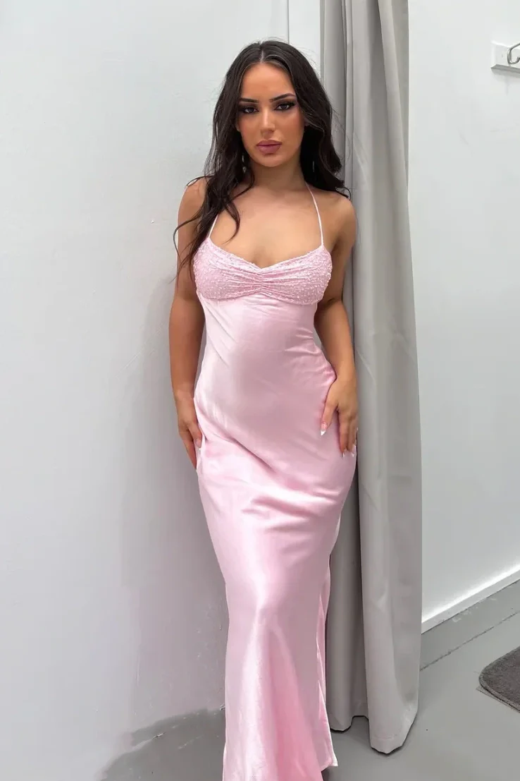 Simple Long Prom Dresses, Pink Evening Party Dresses     fg1421