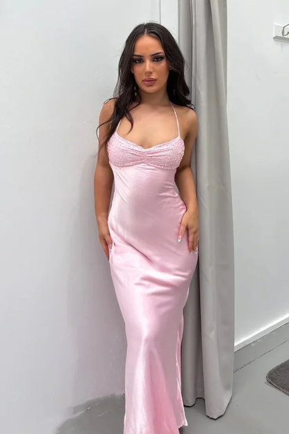 Simple Long Prom Dresses, Pink Evening Party Dresses     fg1421