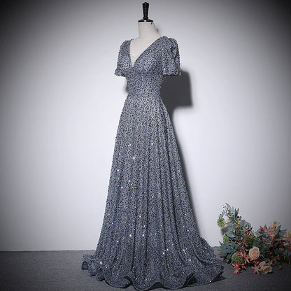 Silver a line evening dress new prom dress party gowns     fg227