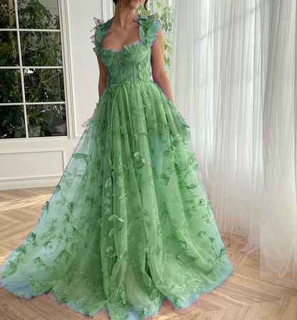 Butterfly Purple Prom Gown Elegant Long Prom Dresses