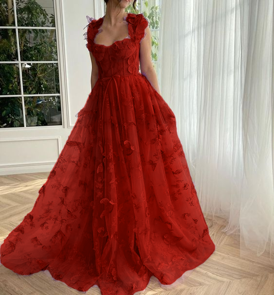Butterfly Purple Prom Gown Elegant Long Prom Dresses