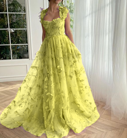 Butterfly Purple Prom Gown Elegant Long Prom Dresses