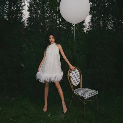 White Short Prom Dresses, Fashion Cocktail Dress    fg3488