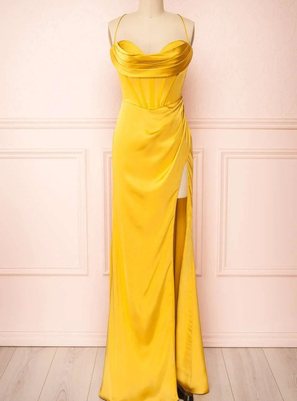 Burgundy Long Prom Dress with High Slit,Formal Graduation Evening Dresses       fg4760