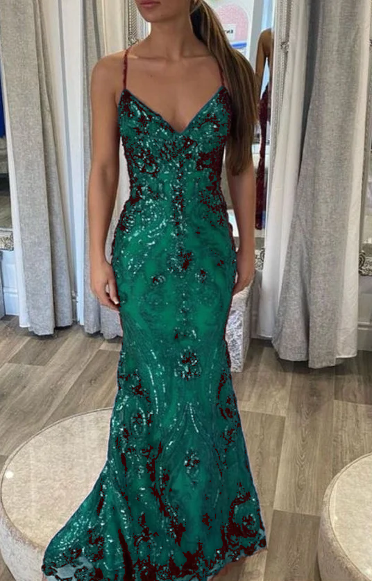 Designer Spaghetti Straps Long Mermaid Sleeveless Prom Dress       fg4826