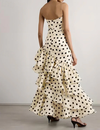 Strapless Polka Dots Dress Fashion Prom Evening Dresses For Women    fg6236