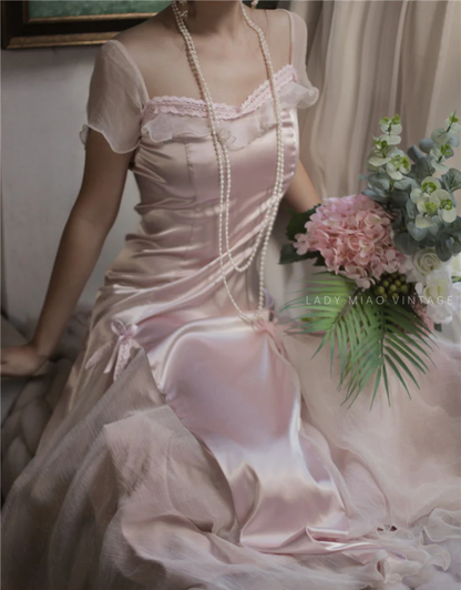 Baby pink vintage Evening Dresses        fg6691