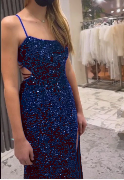 Long Evening Dresses Mermaid Sequins Prom Dress with Silt  fg6711