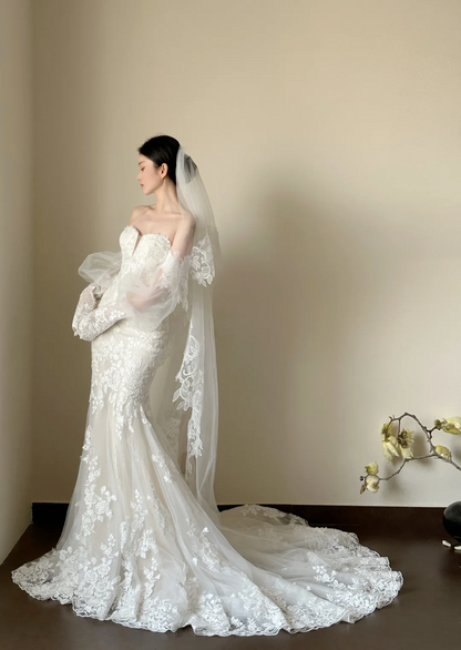 Luxury Women s Elegant Wedding Dresses Lace Side Split Sexy Princess Bridal Gown