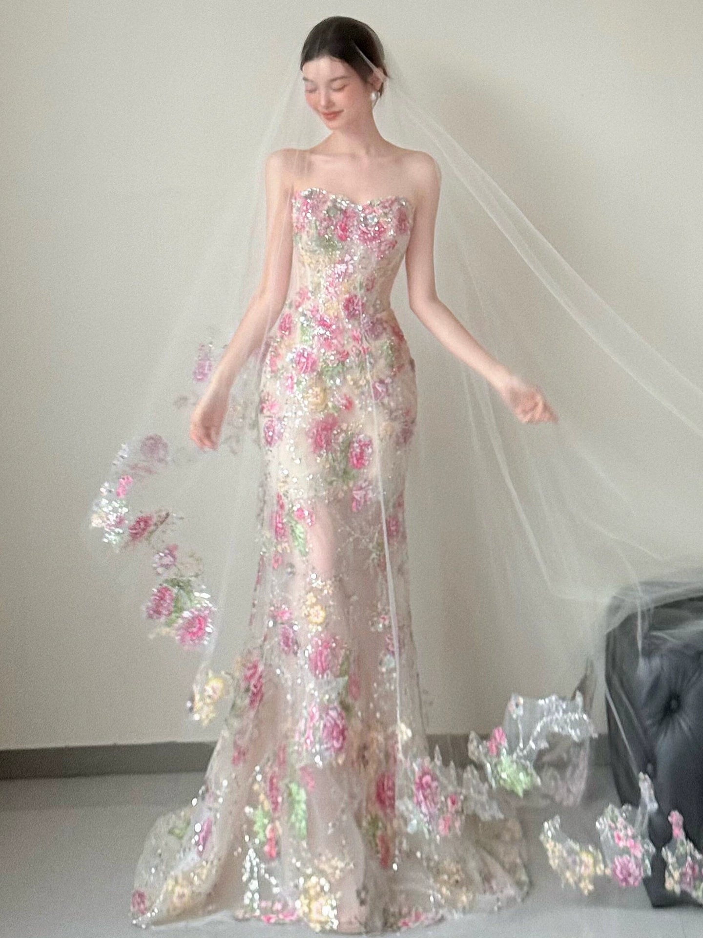 Sweetheart Mermaid Bead Flora Wedding Dress Sexy Evening Dress Prom Dress  fg8280