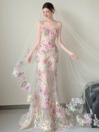 Sweetheart Mermaid Bead Flora Wedding Dress Sexy Evening Dress Prom Dress  fg8280