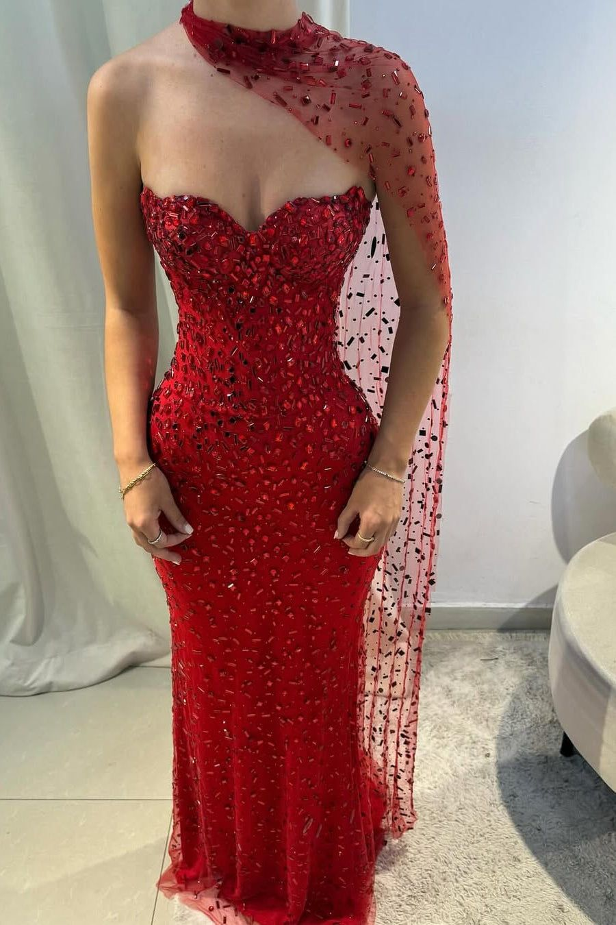 Burgundy Mermaid Long Prom Dress Beaded Sexy Formal Party Dress Birthday Outfit fg8322