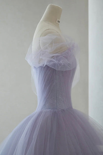 PURPLE TULLE SHORT PROM DRESS A LINE EVENING DRESS,WD54911