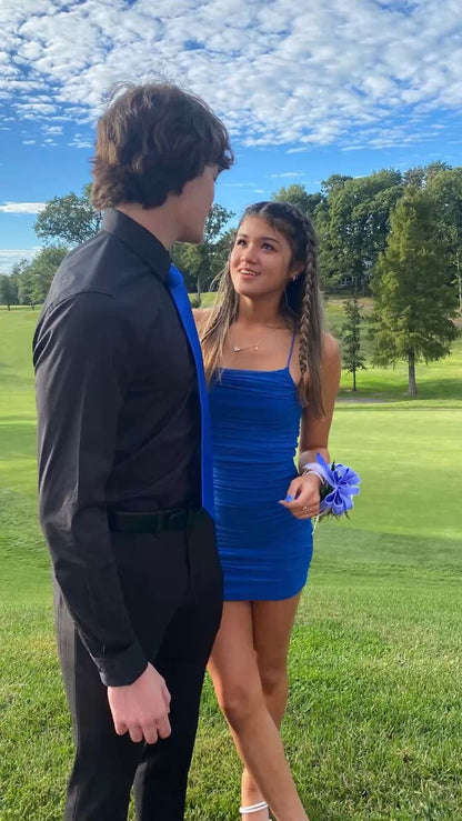 Royal Blue Sleeveless Bodycon Dress,Cute Homecoming Dress,Mini Dress  Y1619