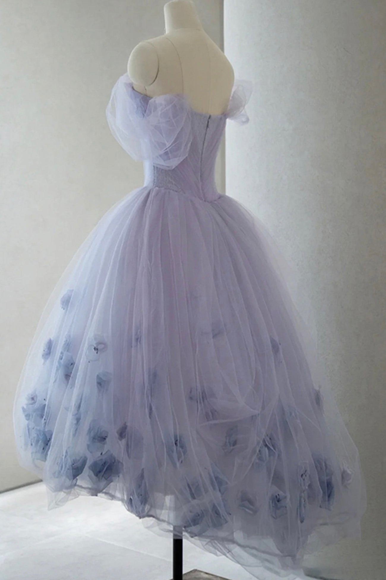 PURPLE TULLE SHORT PROM DRESS A LINE EVENING DRESS,WD54911