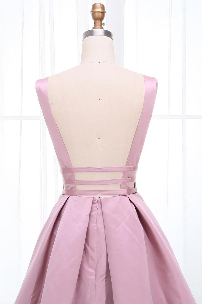 Simple V Neck Sleeveless Long Prom Dress, A Line Ruched Long Evening Dresses M1826