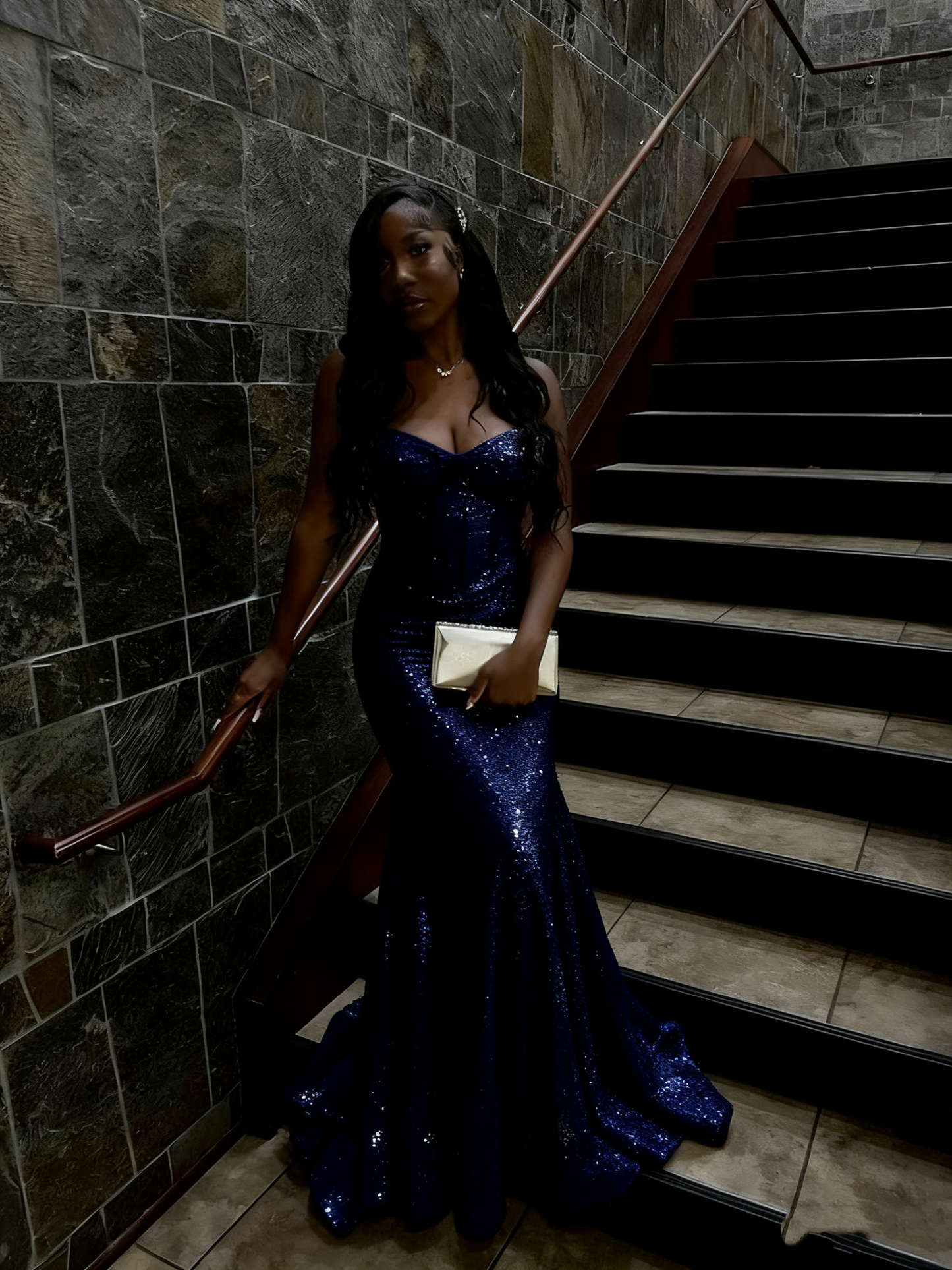 Gold Sequin Mermaid Long Prom Gowns Prom Dresses