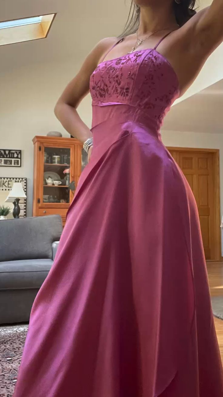 Gorgeous Pink A Line Beaded Prom Dresses Long Prom Gowns