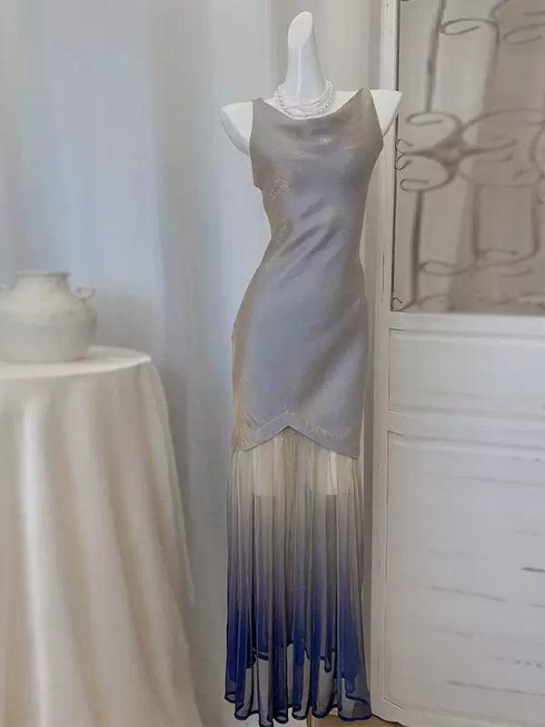 Retro gradient dress beautiful mermaid shiny dress       S6161