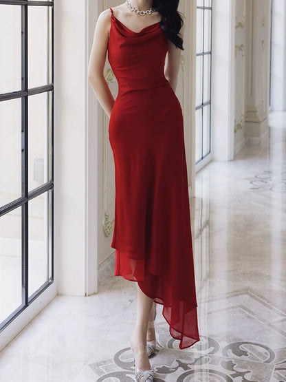 elegant red mermaid party dress, engagement dress    S6042