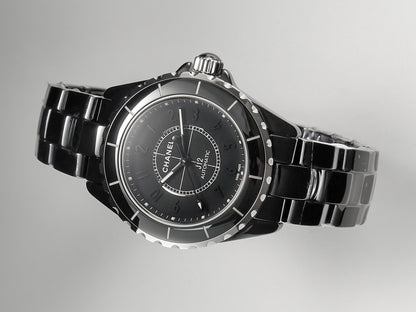 J12 Automatic Black Ceramic Black Numerals Black Dial Black Steel Hands