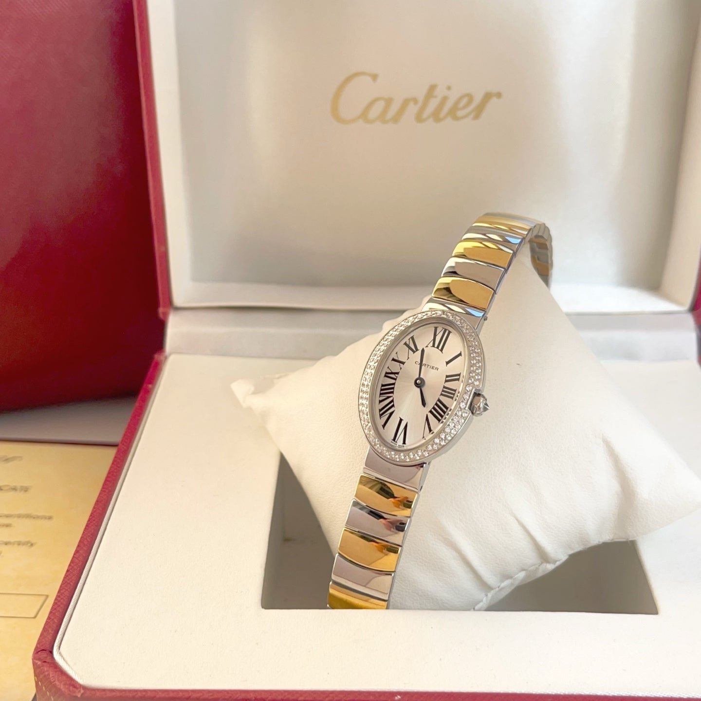 Baignoire 23mm Tow-Tone Yellow Gold Double Row Diamond Bezel