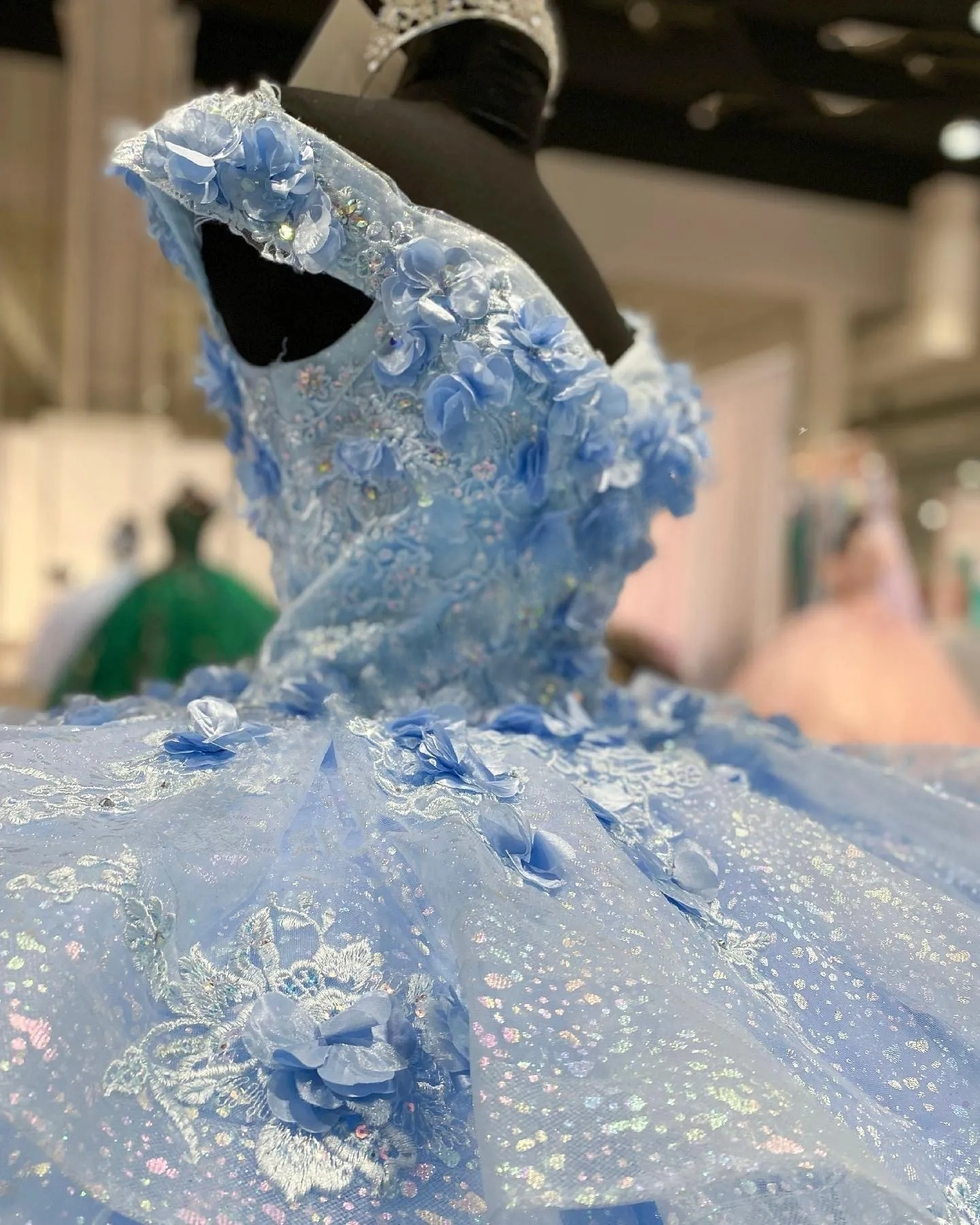 Light Blue Sparkly Off The Shoulder Appliques Prom Dress Quinceanera Dress Sweet 16 Prom Dresses Ball Gowns