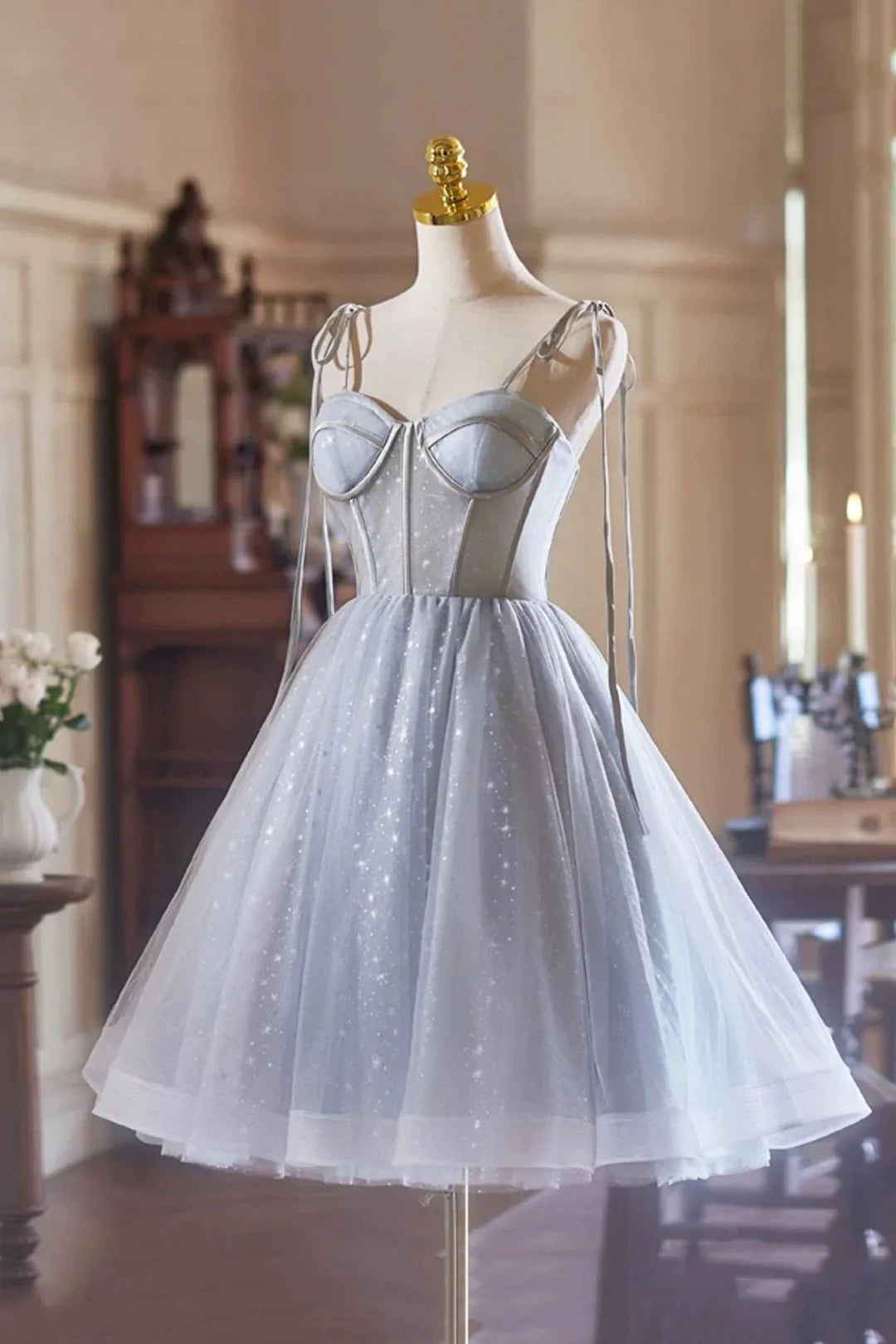 Lovely Homecoming Dress Spaghetti Straps Tulle  Short Prom Dress Back to School Outfits Party Dress  D6039